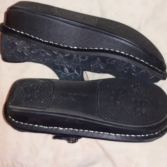 Alegria Mary Jane, Womens Shoes Size 38, Black Leather suede, jewel velcro strap - Picture 2 of 7